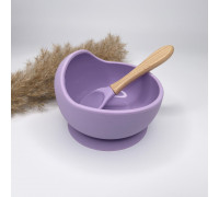 Тарілка з ложкою з дерев'яною ручкою Лаванда