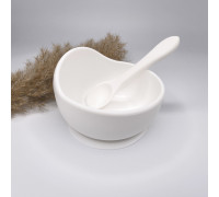 Тарілка з силіконовою ложкою White Білий