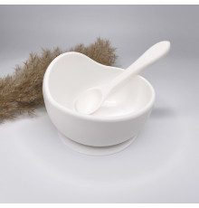 Тарілка з силіконовою ложкою White Білий