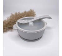 Тарілка з кришкою та ложкою Light Grey Світло сірий