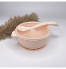 Тарілка з кришкою та ложкою Light pink Світло рожевий 