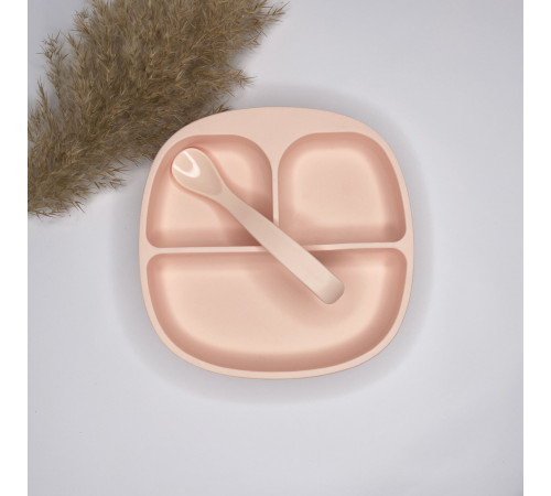 Дитяча тарілка секційна силіконова Light pink Світло рожевий Дитяча тарілка секційна силіконова Light pink Світло рожевий