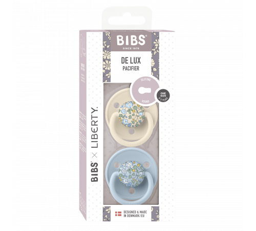 Дитяча соска Bibs De Lux Onesize силікон 0-36 Ivory Baby Blue