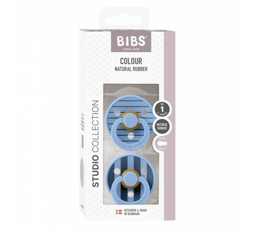 Дитяча соска Bibs Colour Studio набір Pin Sky Blue Steel Blue 1 розмір (0-6 місяців)