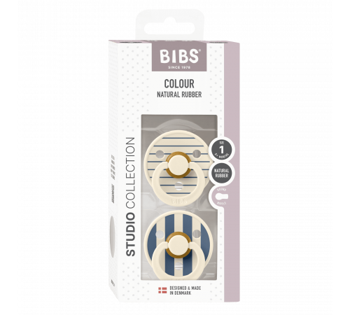 Дитяча соска Bibs Colour Studio набір Pin Ivory Steel Blue1 розмір (0-6 місяців)