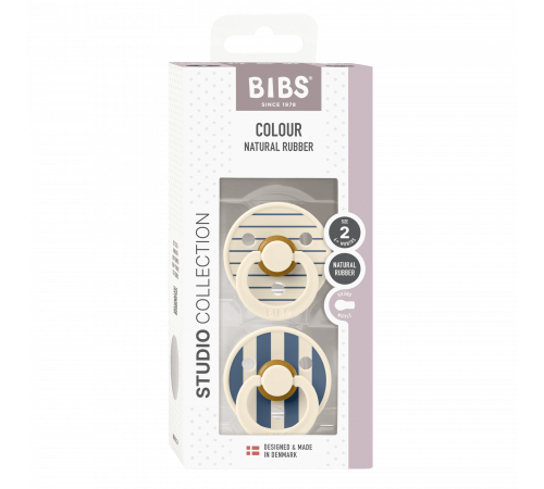 Дитяча соска Bibs Colour Studio набір Pin Ivory Steel Blue 2 розмір (6-18 місяців)