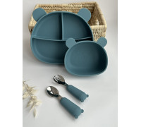 Набір посуду Ведмедики Smoke blue Пудровий синій