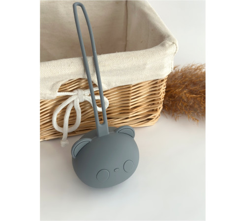 Контейнер для соски силіконовий Ведмедик Dark Grey Темно сірий