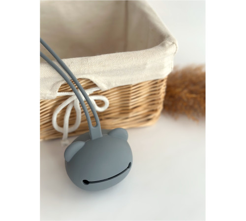 Контейнер для соски силіконовий Ведмедик Dark Grey Темно сірий